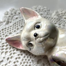 画像5: イギリス 陶器製シャムネコ置物 光沢のある猫オブジェ 陶器ねこフィギュリン (約 高さ18cm) (5)
