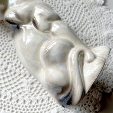 画像7: イギリス 陶器製シャムネコ置物 光沢のある猫オブジェ 陶器ねこフィギュリン (約 高さ18cm) (7)