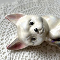 画像6: イギリス 陶器製シャムネコ置物 光沢のある猫オブジェ 陶器ねこフィギュリン (約 高さ18cm) (6)