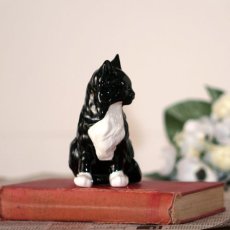 画像11: イギリス 陶器製黒猫置物 シックなクロネコオブジェ 陶器ねこフィギュリン 猫雑貨 (約 高さ13.8cm) (11)
