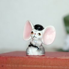 画像10: イギリス 1960年代 陶器製大きな耳ねずみ ソルト＆ペッパー2穴 フィギュリン ネズミ雑貨 MADE IN JAPAN (約 高さ6.8cm) (10)