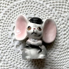 画像3: イギリス 1960年代 陶器製大きな耳ねずみ ソルト＆ペッパー2穴 フィギュリン ネズミ雑貨 MADE IN JAPAN (約 高さ6.8cm) (3)