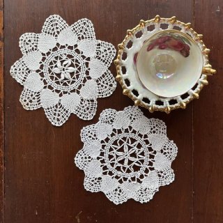 アンティークリネン＆レースドイリー/手刺繍ドイリー【なららん】