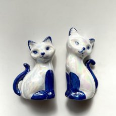 画像3: イギリス  猫のスパイス2個ペアセット ねこ陶器置物  フィギュリン ネコキッチン雑貨 アニマルコレクション(約 高さ8.3cm) (3)