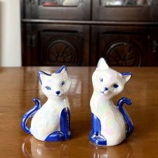 画像2: イギリス  猫のスパイス2個ペアセット ねこ陶器置物  フィギュリン ネコキッチン雑貨 アニマルコレクション(約 高さ8.3cm) (2)