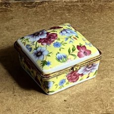 画像14: イギリス フラワー陶器BOX 小物入れ アクセサリーケース (14)