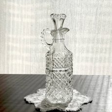 画像11: イギリス 1950年代 カットガラスオイルボトル キャップ付き (11)