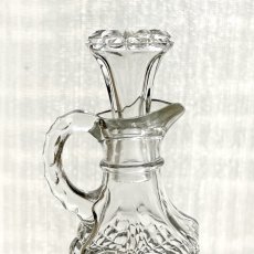 画像12: イギリス 1950年代 カットガラスオイルボトル キャップ付き (12)