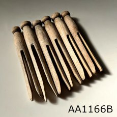 画像16: イギリス アンティーク木製洗濯バサミ6本セット(約10-11cm) (16)