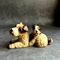 画像3: イギリス 1950年代 ヴィンテージ陶器 フォックス・テリア、お母さんと仔犬 犬置物 Vintage Fox terrier, mom and puppy (3)