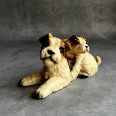 画像2: イギリス 1950年代 ヴィンテージ陶器 フォックス・テリア、お母さんと仔犬 犬置物 Vintage Fox terrier, mom and puppy (2)