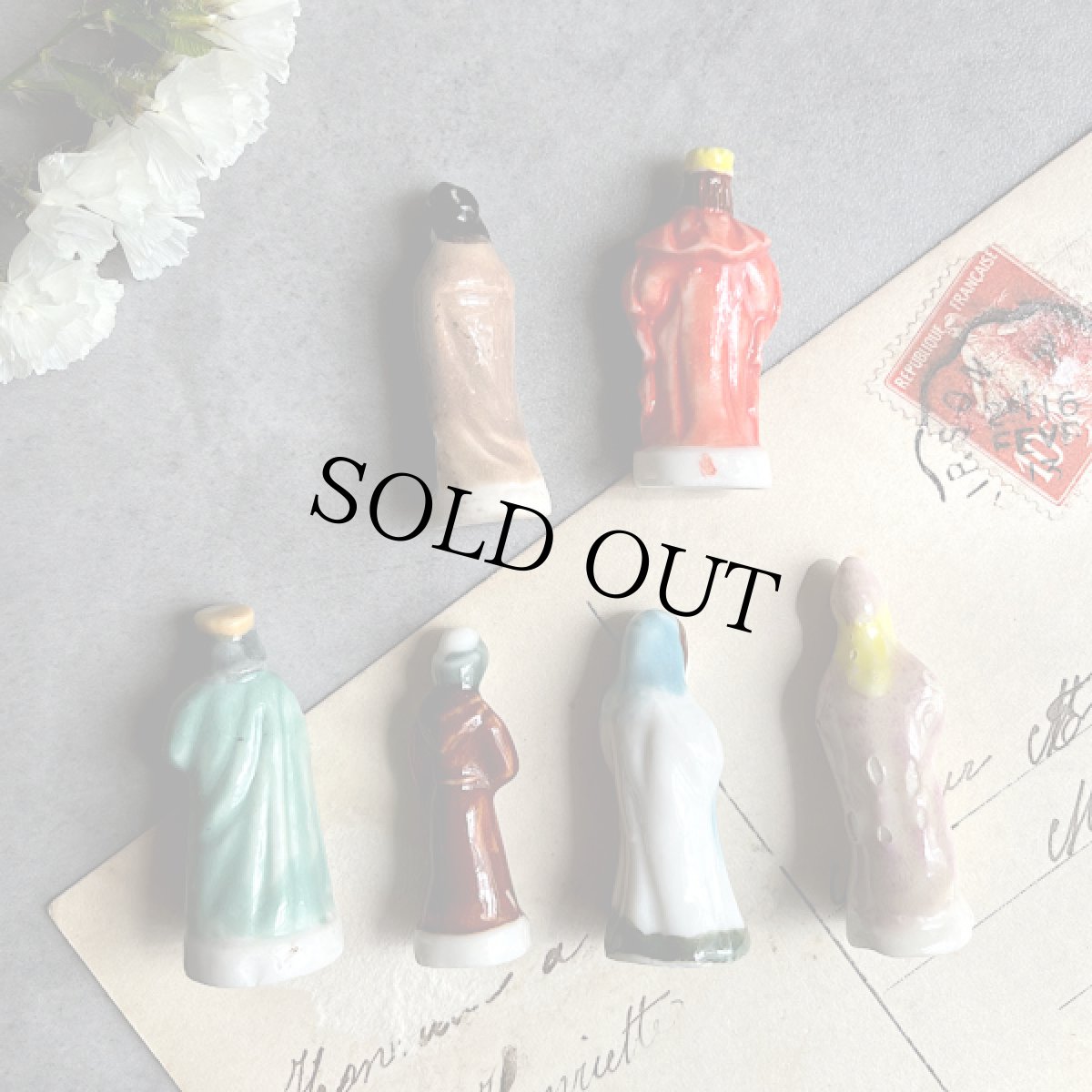 画像6: フランス 6個セット 聖者 サントンなど 幸せを運ぶ 小さな陶器置物 フェーブ Feve ラッキーアイテム ヴィンテージ陶器 (6)