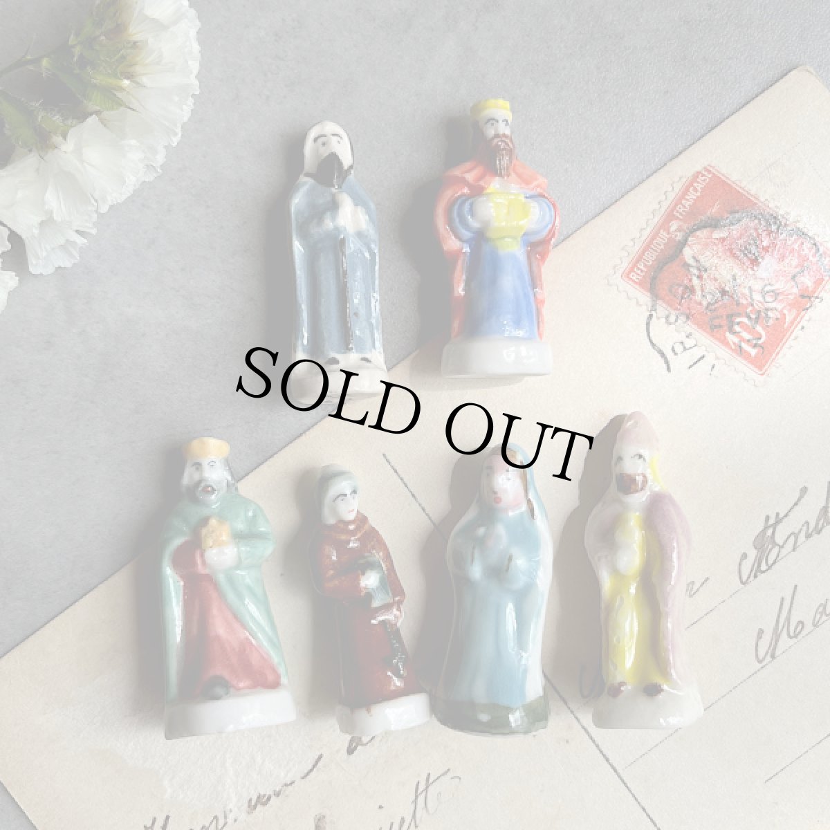 画像5: フランス 6個セット 聖者 サントンなど 幸せを運ぶ 小さな陶器置物 フェーブ Feve ラッキーアイテム ヴィンテージ陶器 (5)