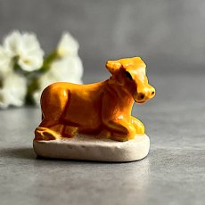 画像1: フランス 幸せを運ぶ 小さな陶器置物 フェーブ Feve 可愛い牛さんラッキーアイテム ヴィンテージ陶器 YA1473 (1)