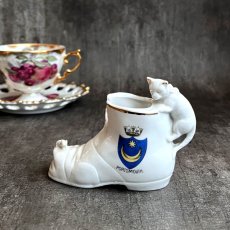 画像1: 英国 1920-1950年代 アンティーク 陶器 靴で追いかけあいっこ猫とねずみ ポーツマス PORTSMOUTH クレストウェア CREST WARE (1)
