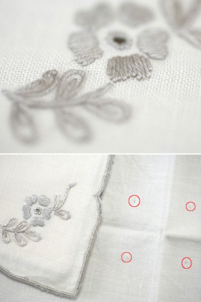 画像2: 〈アメリカ〉アンティークナプキンのハンドメイド花刺繍 2枚セット