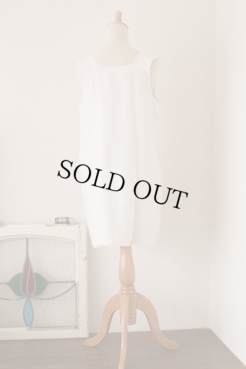 画像4: 〈アメリカ〉アンティーク ホワイトリネン ナイトドレスTM手刺繍 (4)