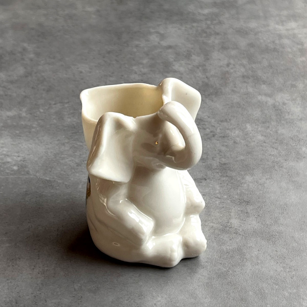 英国 1920-1950年代 アンティーク 陶器 お座りゾウ J.W.MILLS ポーツマス PORTSMOUTH クレストウェア CREST WARE