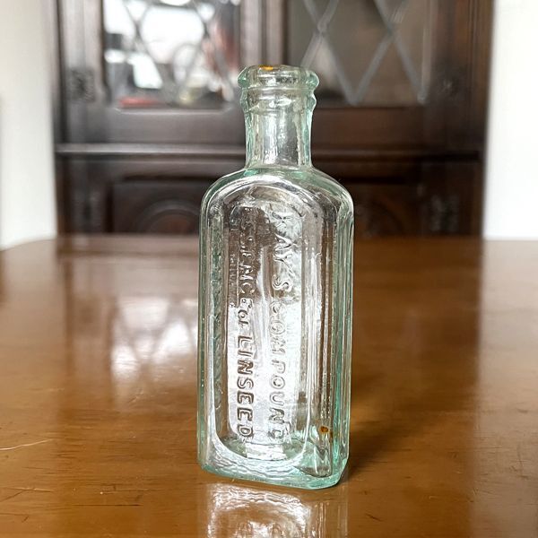 イギリス アンティークガラス瓶 KAYS COMPOUND (約高さ10.7cm) [EY8974]