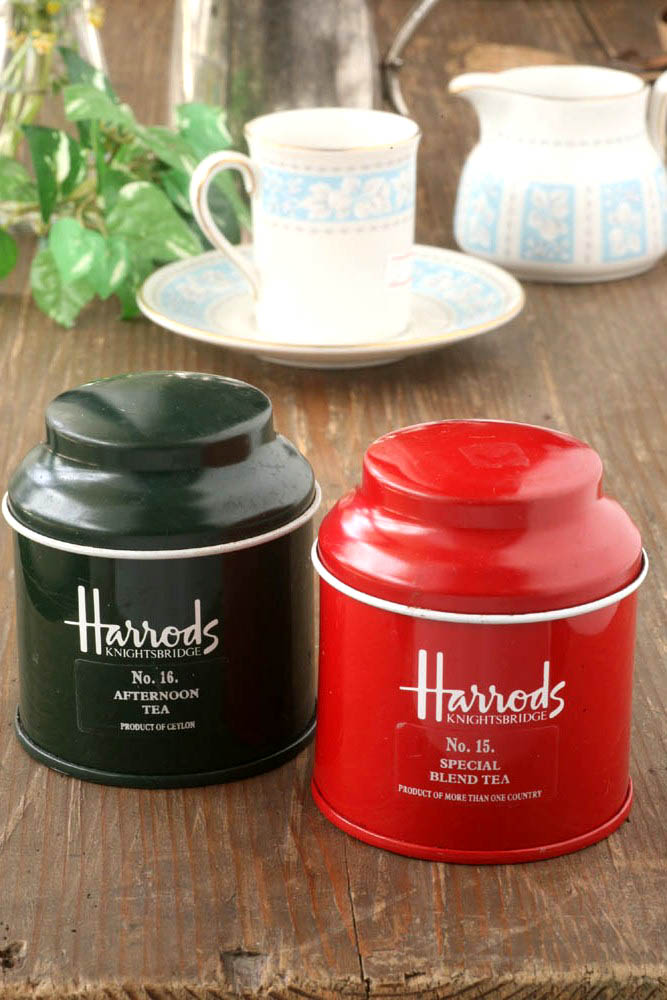 イギリス〉ハロッズ紅茶缶2色セット 海外アンティーク雑貨