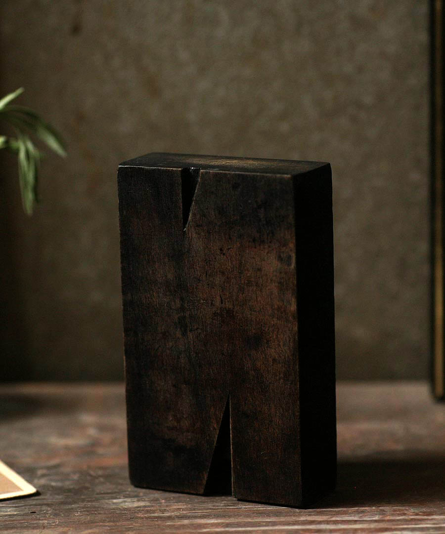 画像1: 〈ベルギー〉 ブロカント　木製プリンターブロック N (1)
