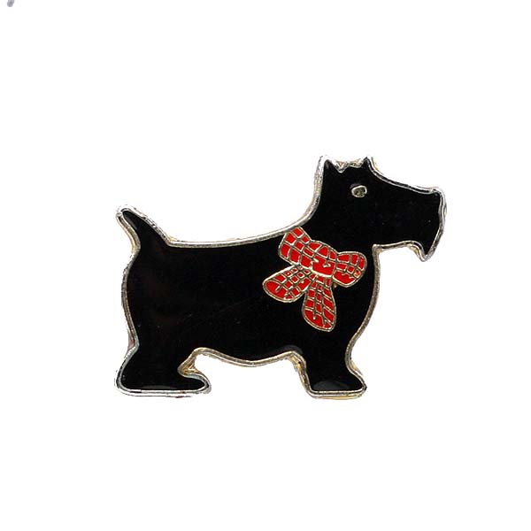画像1: 〈イギリス〉1950年代 ブラックエナメルのテリア犬ピンブローチ (1)