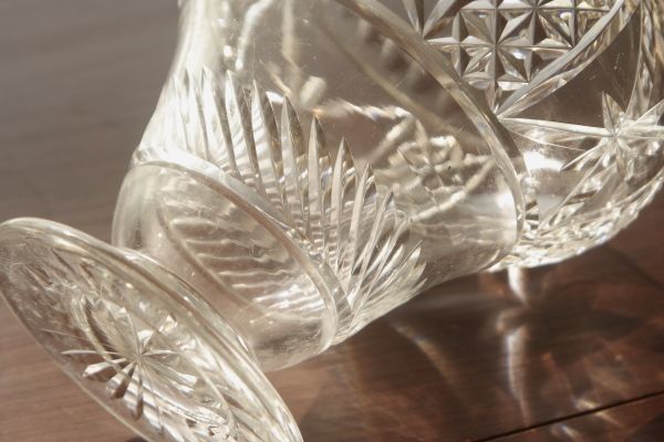 イギリス 年代 花瓶 クリスタルガラス フラワーベース   英国