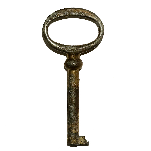 画像1: ドイツ アンティークキー 丸ヘッド鍵 約7.2cm (1)
