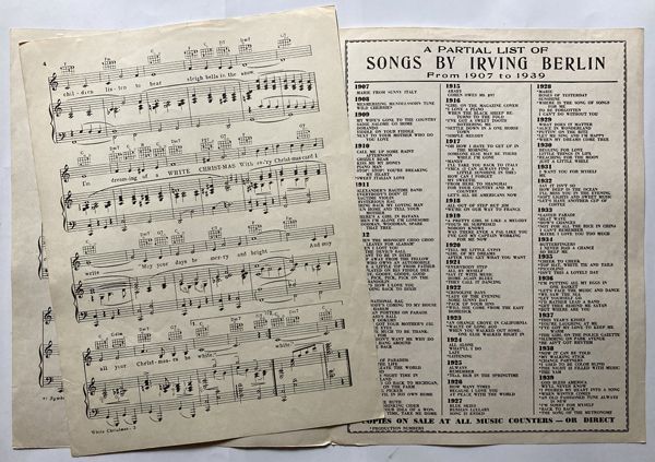 アメリカ ヴィンテージ楽譜 1942年 WHITE CHRISTMAS アンティーク紙