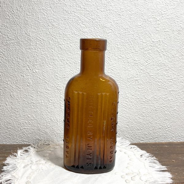 画像1: イギリス 1920年代 アンティークガラスボトル BOTTLED BY JEYES アンバーガラスビン インテリア雑貨(約高さ12.3cm) (1)